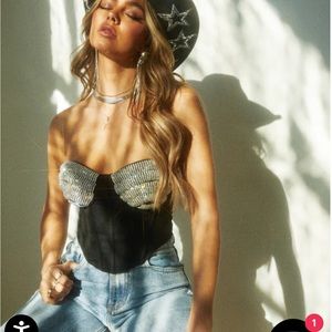 Showstopper black strappless top